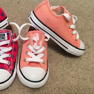 Peach w/Gold Stars Converse Toddler Girl